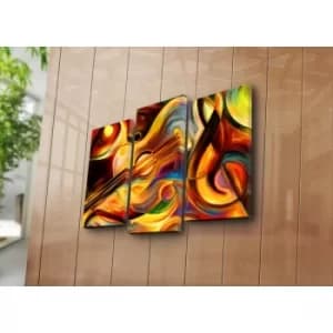 3PATK-96 Multicolor Decorative Canvas Painting (3 Pieces)