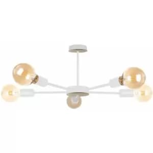 Keter Sun Multi Arm Semi Flush Ceiling Light Wood, White, 48cm, 5x E27