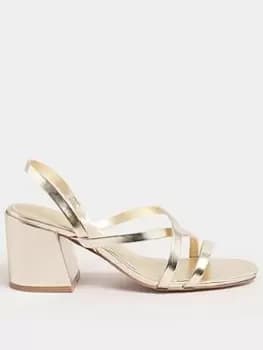 Long Tall Sally Cross Over Strap Block Heel Sandal Gold, Size 10, Women