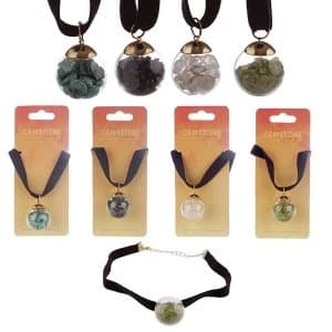 Gemstone & Mineral Chipped Orb (Pack Of 4) Pendant Choker Necklace