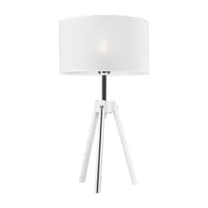 Sofia Cylindrical Table Lamp With Fabric Shade, White, 1x E27