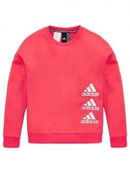 adidas Girls Crew Sweatshirt - Pink, Size 13-14 Years, Women