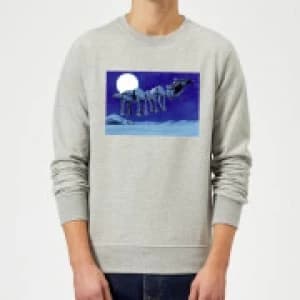 Star Wars Darth Vader AT-AT Christmas Sleigh Grey Christmas Sweatshirt - L - Grey