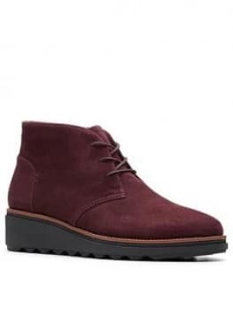 Clarks Sharon Hop Wedge Boots - Burgundy
