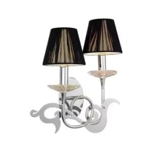 Acanto Wall Lamp 2 Light E14, Polished Chrome With Black Shades