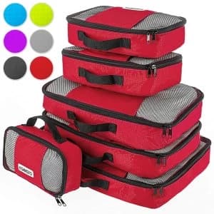 Savisto Packing Cubes Suitcase Organiser 6Pcs Set Red