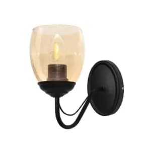 Allena Wall Lamp Black, Amber 10cm