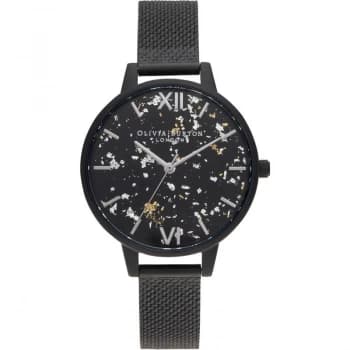 Olivia Burton Matte Black Boucl Mesh Celestial Watch