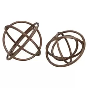 Premier Housewares Nexus Set of 2 Sculptures - Rough Bronze Finish
