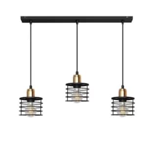 Edison Straight Bar Pendant Ceiling Light Black, Copper 65cm