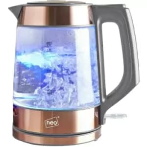 Neodirect - Neo Grey and Copper Cordless Nordic Illuminated Glass Kettle