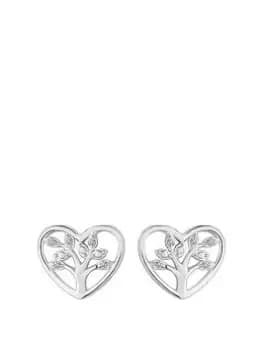 Simply Silver Sterling Silver 925 Tree Of Love Heart Stud Earrings