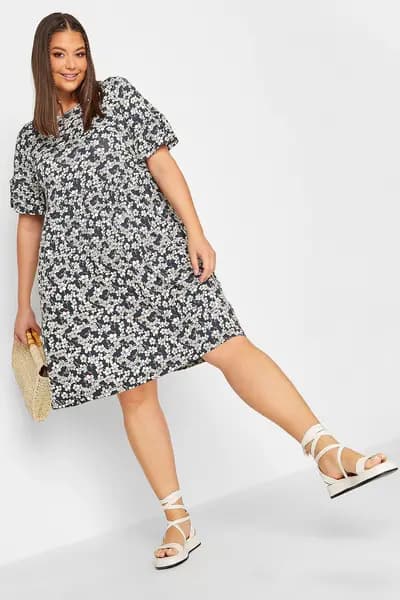 Yours Smock Tunic Dress Blue