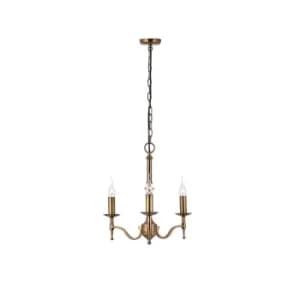 Stanford 3 Light Multi Arm Ceiling Pendant Chandelier Antique Brass, E14