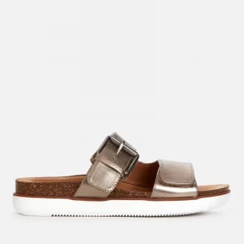 Clarks Womens Elayne Ease Leather Double Strap Sandals - Gold Metallic - UK 5