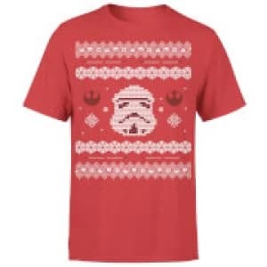Star Wars Christmas Stormtrooper Face Knit Red T-Shirt - L - Red