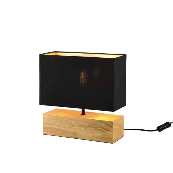 Woody Modern Table Lamp with Shade Wood coloured Gold Shade
