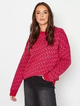 Long Tall Sally Pink Jacquard Knitted Jumper, Pink, Size 10-12, Women