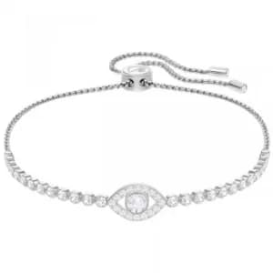 Ladies Swarovski Silver Plated Subtle Evil Eye Slider Bracelet