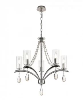 Ceiling Pendant 5 Light E14 Polished Chrome, Crystal With Clear Glass