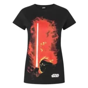 Star Wars Womens/Ladies Darth Vader Lightsaber T-Shirt (L) (Black)