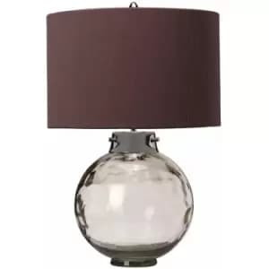 Table Lamp Larkspur Shade Highly Polished Nickel Glassware Smoke LED E27 60W