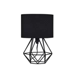 Mini Angus Black Geometric Table Lamp with Black Shade