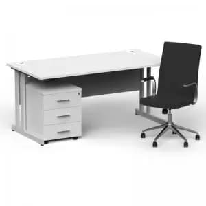 Impulse 1600800 Silver Cant Desk White 3 Dr Mobile Ped & Ezra