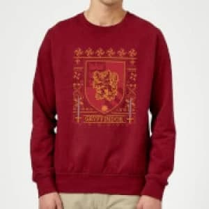 Harry Potter Gryffindor Crest Christmas Sweatshirt - Burgundy - L