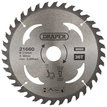 21660 TCT Circular Saw Blade for Wood 210 x 30mm 36T - Draper