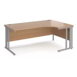 Office Desk Right Hand Corner Desk 1800mm Beech Top With Silver Frame 1200mm Depth Maestro 25 MCM18ERSB