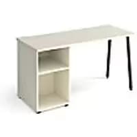 Rectangular A-frame Desk with support pedestal White Wood/Metal A-Frame Legs Charcoal Sparta 1400 x 600 x 730mm
