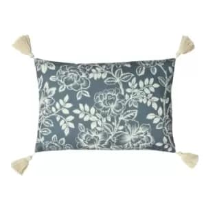 Somerton Floral Cushion Slate Blue, Slate Blue / 35 x 50cm / Polyester Filled