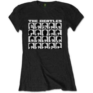 The Beatles - Hard Days Night Faces Mono Womens X-Large T-Shirt - Black