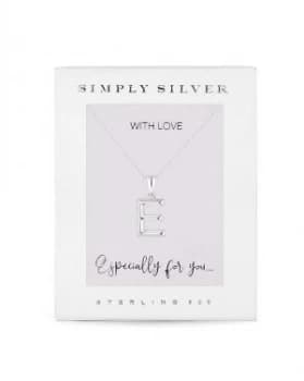 Simply Silver Alphabet Necklace Letter E