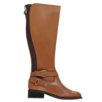 Linea Flat Heel Knee High Boots - Tan