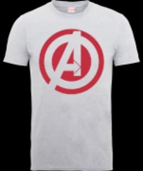 Marvel Avengers Assemble Captain America Logo T-Shirt - Grey - L