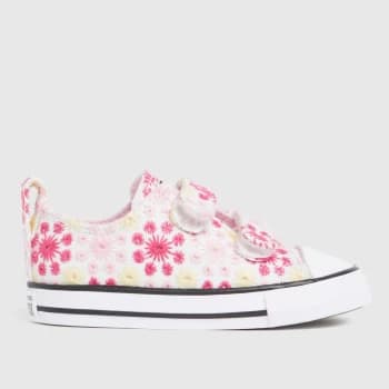 Converse White & Pink Lo 2v Broderie Trainers Toddler