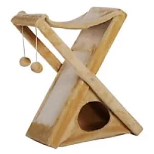 PawHut Two Tier Cat Tree Rest Activity Tower Yellow
