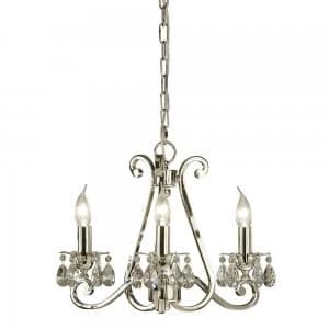 3 Light Multi Arm Ceiling Pendant Chandelier Polished Nickel, E14