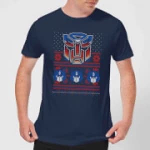 Autobots Classic Ugly Knit Mens Christmas T-Shirt - Navy - L