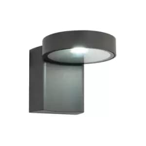 Saxby Oreti - Integrated LED 1 Light Outdoor Wall Light Textured Dark Matt Anthracite, Glass IP44