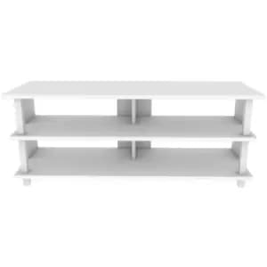 Decorotika - Pueblo 120 Cm Wide tv Stand, tv Console, tv Unit Storage With Open Shelves For Living Room, Bedroom, Hallway - White And White - White