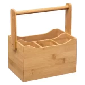 Bamboo Cutlery & Napkin Organiser Brown