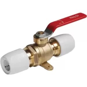 Hep2O Brass Plated Ball Valve 22mm Plastic/Brass