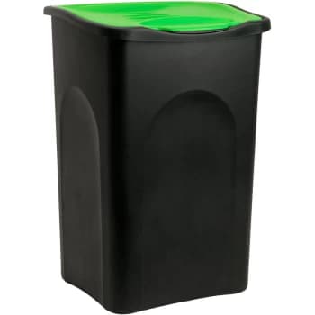 Stefanplast - Rubbish Bin 50L Plastic Dustbin Kitchen Garbage Swing Lid Can Black/Green