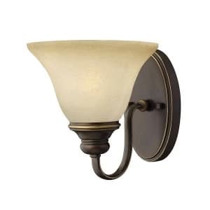 1 Light Wall Light Antique Bronze Glass Shade, E27