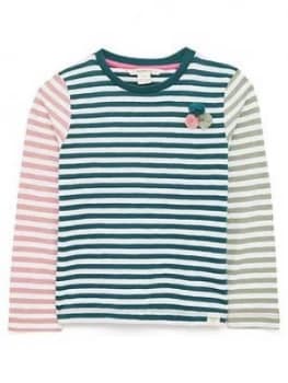 White Stuff Girls Molly Mixed Stripe Jersey T-Shirt - Teal