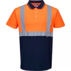Portwest Mens Two Tone Class 1 Hi Vis Polo Shirt Orange / Navy 4XL