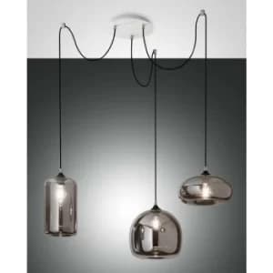 Fabas Luce Fiona Cluster Pendant Ceiling Light Transparent Grey Glass, E27